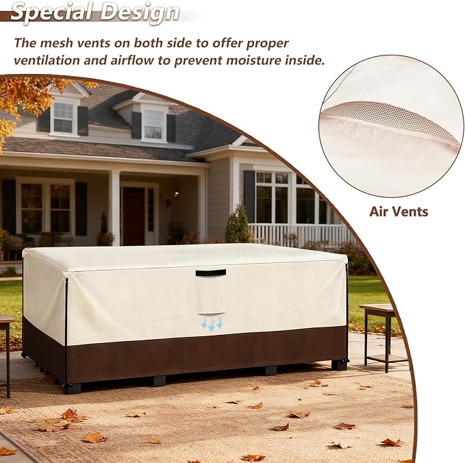 Patio Furniture Covers Waterproof,Heavy Duty Outdoor Furniture Covers, Rectangle Patio Table Cover Fits 5-8Piece Sectional Set Outdoor Chair Couch Table Sets(126" L x 63" W x 28" H) - Image 6