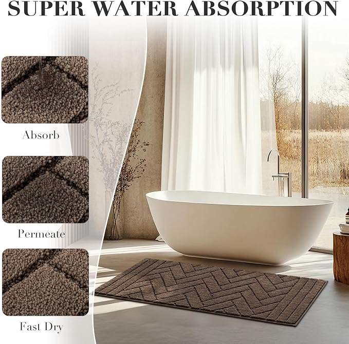 hicorfe Indoor Doormat,Front Back Door Mat Rubber Backing Non Slip Door Mats 20"x48" Absorbent Resist Dirt Entrance Doormat Inside Floor Mats for Entryway Washable Low-Profile(Camel) - Image 5