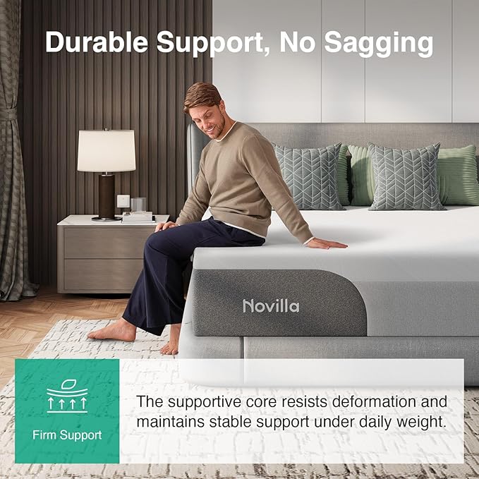 Novilla Twin XL Mattress 12 Inch, Gel-Infused Bliss Cooling Memory Foam Mattress Twin XL in a Box with Cool-Touch Nylon Cover, Pressure Relief & Body Support with CertiPUR-US Certified Foam