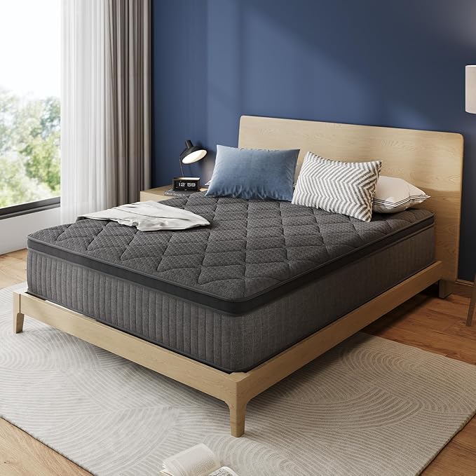 Avenco Queen Mattress, 12 Inch Queen Size Mattress in a Box, Medium Firm Hybrid Mattresses with Smarts™ Coil and Gel Memory Foam for Cool Night Sleep & Pressure Relief, CertiPUR-US Certified
