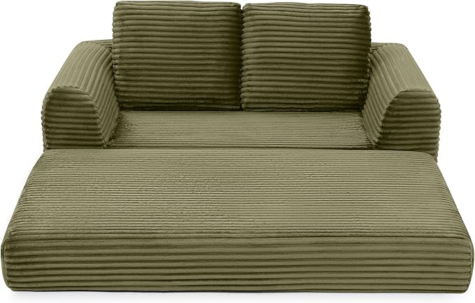Foldable Boneless Love Seat Couches in a Box, Modern Floor Foam Sleeper Sofa Bed 2-in-1 Convertible Cloud Sofa for Home Apartments Bedroom