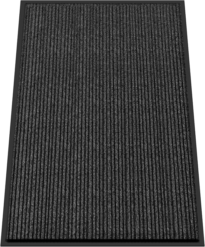Kuyal Front Door Mat, 4'x6' Indoor Outdoor Entrance Mat, Commercial Floor Mats Inside Outside Entrance, Heavy Duty Durable Welcome, Rubber Backing Non Slip Outdoor Mats for Entryway,Black by Kuyal