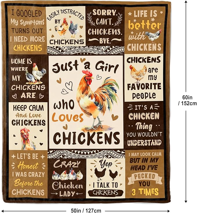 Chicken Gifts for Women/Chicken Lovers, Chick Themed Gifts, Chick Lover/Lady/Mom Presents Throw Blanket 50"x60"