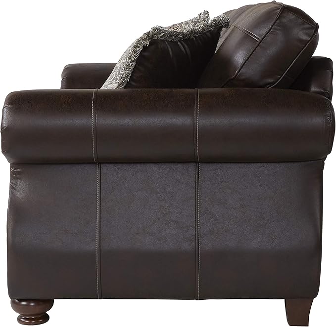 Leinster Faux Leather Loveseat with Antique Bronze Nailheads