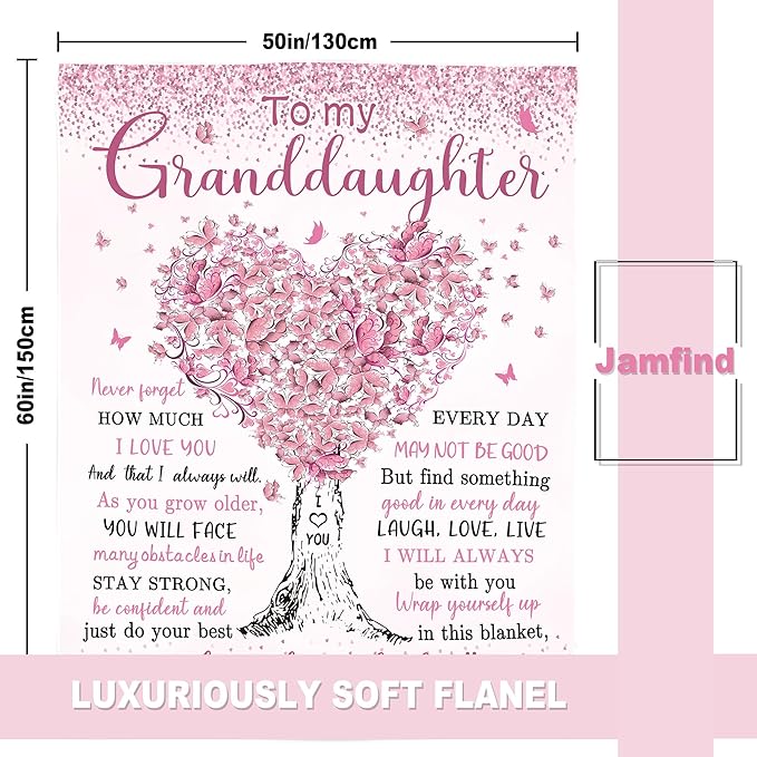 Granddaughter Gifts from Grandma, Gift for Granddaughter, Great Granddaughters Gift, Birthday Gifts for Grand-Daughter Blanket 60"x 50", Presents from Grandpa