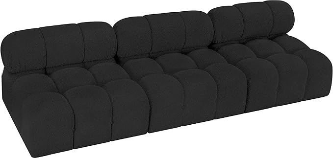 Meridian Furniture 611Black-S102B Ames Collection Modern | Contemporary Modular Sofa with Rich Black Boucle Fabric, Modular to Create Infinite Configurations, 102" W x 34" D x 28" H, Black