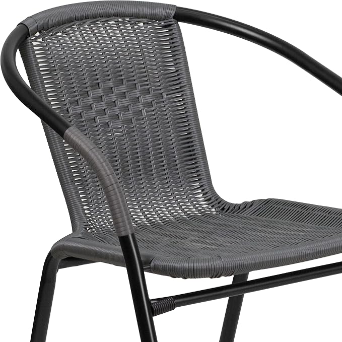 Flash Furniture Lila Modern Rattan Indoor/Outdoor Stackable Dining Chairs, Stacking Rattan Bistro Chairs for Patio or Restaurant, Set of 4, Gray - Image 11