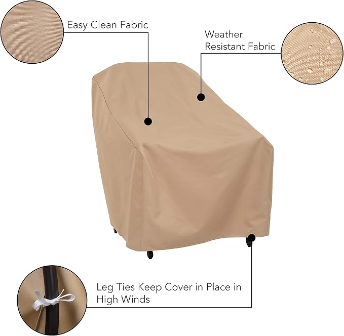 Modern Leisure Basics Patio Chair Cover - Weather-Resistant Fabric - Furniture Protection Perfect for Patio, Deck, and Porch - 27" L x 34" W x 31" H - Khaki - Image 3