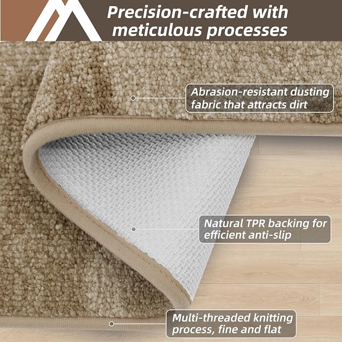 COSY HOMEER Entryway Rugs Doormat 36"x60", Non-Slip Absorbent Polyester, Washable Rugs for Front Door, Dirty Paws & High Traffic Areas, Beige - Image 3