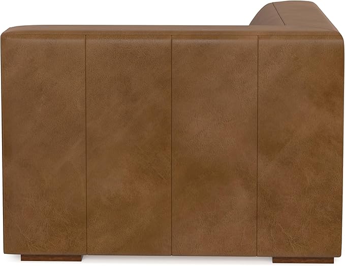 SIMPLIHOME Rex Corner Sofa Module in Full-Grain Genuine Leather, Caramel Brown, 38-inches Wide, Handcrafted Modern-Style Corner Accent Chair for Living Room and Family Room