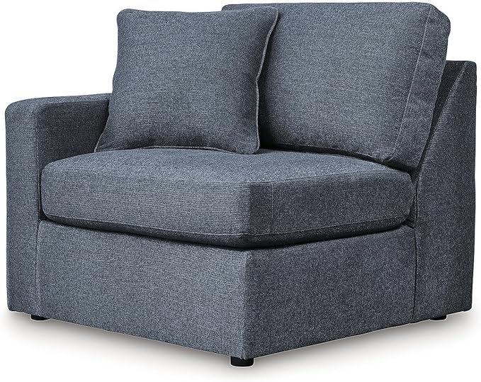 Signature Design by Ashley Modern Modmax Stain Resistant U-Shape Left-Arm Facing 8-PC Sectional with Chaise and Audio Consoles, Dark Blue
