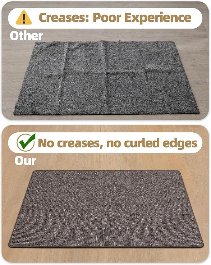 Color&Geometry Ultra Thin Indoor Door Mat (Rolled-up NO Creases) 32"x48", Non Slip Rubber Backed Dirt Trapper Door Mat Indoor Entrance, Low Profile Entryway Mat, Easy Clean Entry Mat, Grey-brown Linen - Image 5