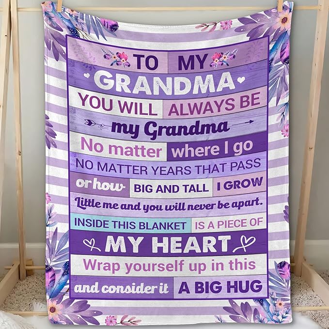 Gifts for Grandma – Mothers Day, Birthday Gift from Granddaughter, Grandson, or Grandkids, Soft and Cozy Blanket for Grandma, Warm and Comfortable Blanket Throw 50x60 inches