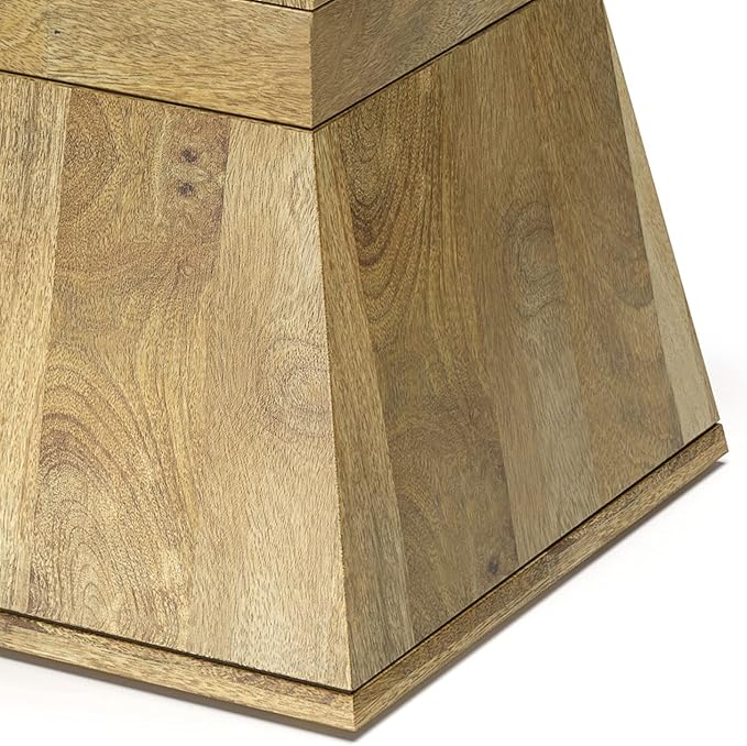 SIMPLIHOME Westfield SOLID MANGO WOOD 14 inch Wide Square Boho Side Table in Natural, Fully Assembled for the Living Room and Bedroom