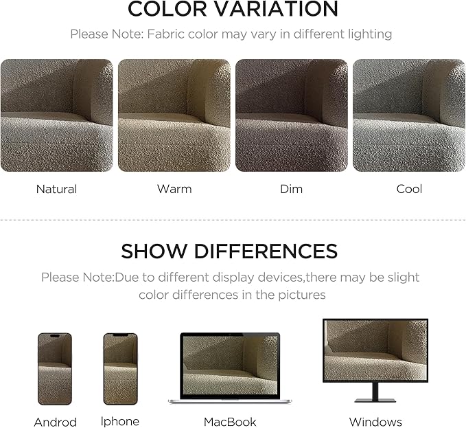 Acanva Modern Curved Sectional Living Room Couch, Minimalist Comfy Boucle Fabric Modular Sofa for Apartment, Home Office, 114" W Left Hand Facing, White