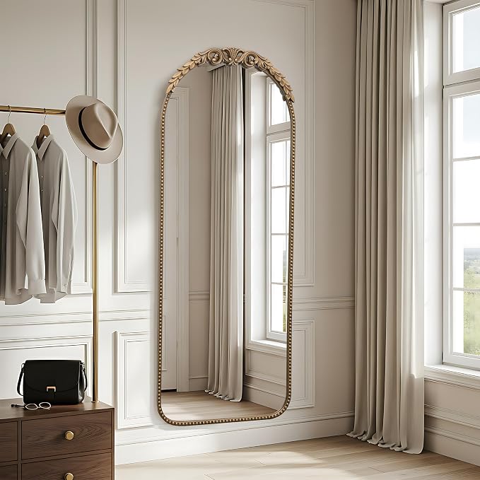 Besdomus Vintage Full Length Mirror: 56"x 21" Large Gold Floor Mirror - Traditional Ornate Baroque for Bedroom/Cloakroom/Entryway/Hallway - Home Decor for Living Room by Besdomus