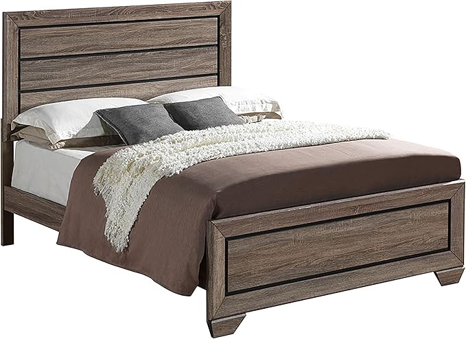Coaster Home Furnishings Kauffman Transitional 4-Piece Bedroom Set Eastern King Size Panel Bed Frame 54-inch Headboard Washed Taupe 204191KE-S4