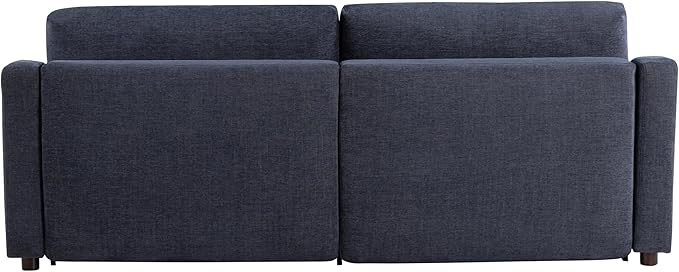 Serta Glendale 90.2" Queen Size Wall-Hugging Convertible Sofa, Dreamcoil Comfort, Chenille Fabric, Navy