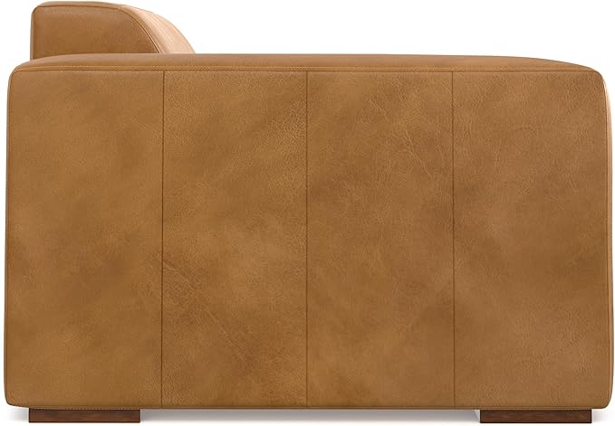 SIMPLIHOME Rex Left-Arm Sofa Module in Full-Grain Genuine Leather, Sienna, 44-inches Wide, Handcrafted Modern-Style Left-Arm Accent Chair for Living Room and Family Room
