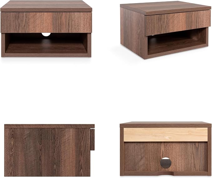 JONATHAN Y NST2002A Ettore 15.71" Mid-Century Modern Floating Wall Mounted Nightstand with Soft-Close Drawer and Cable Hole, Dark Brown - Image 5