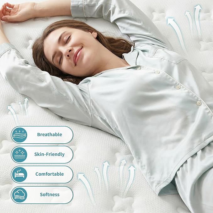 Full Size Mattress - 14 Inch Full Mattress- Hybrid Memory Foam Mattress,Pressure Relief, Cooling Breathable Cover, CertiPUR-US Certified, Bed-in-a-Box