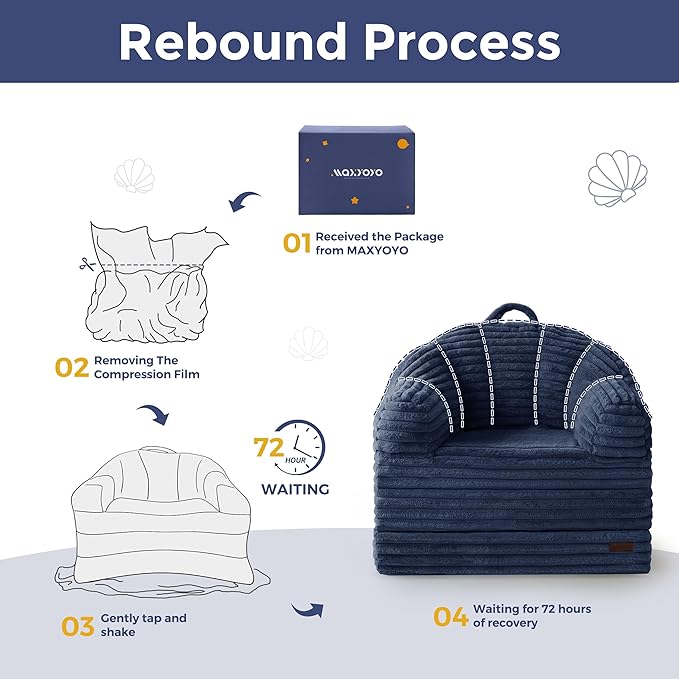 MAXYOYO Folding Sofa Bed, 2 in 1 Convertible Sofa to Lounger Comfy Faux Fur Bean Bag Chair for Adults, Floor Single Sleeper Couch Chair with Handle, Couch Bed for Living Room Bedroom, Navy