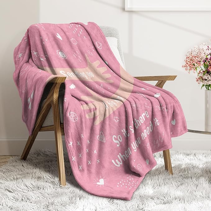 Afterprints Get Well Gifts for Women, Hug/Healing Blanket, Thinking of You/Breast Cancer/Sympathy/After Surgery Gifts for Friends, Sister, Coworkers, Soft Throw Blankets 50'' x 60''