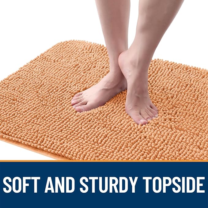 OLANLY Dog Door Mat for Muddy Paws 54x24, Absorbs Moisture and Dirt, Absorbent Non-Slip Washable Doormat, Quick Dry Chenille Mud Mat for Dogs, Entry Indoor Entryway Carpet for Inside Floor, Orange - Image 4