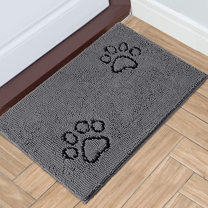 HOMEIDEAS Doormat Indoor Entrance, 36"x24", Absorbent Washable Non Slip Muddy Dog Front Welcome Door Floor Mat for Entryway (Cute Two Paw Print, Grey) - Image 8