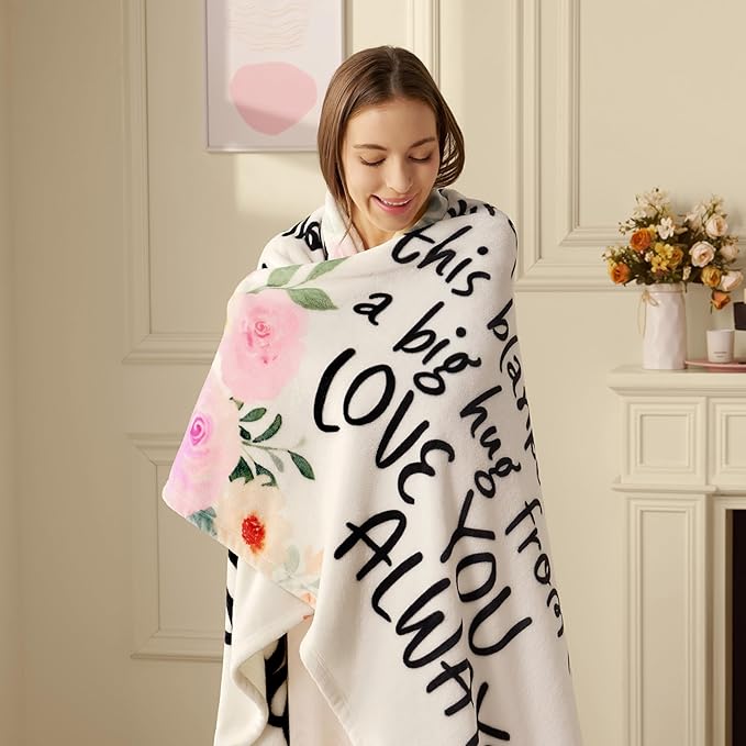 Joiedomi Mothers Day Blanket Gifts for Mom Birthday Gifts Soft Flannel Blanket for Mom Grandma from Daughter Son 50" x 60" Pink