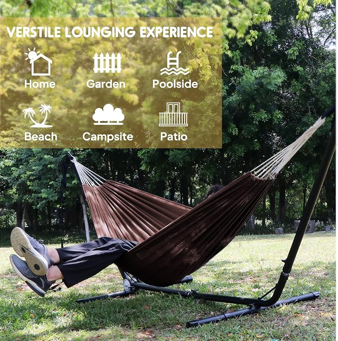 ANYOO Cotton Hammock Portable Camping Hammocks for Hanging Sturdy Garden Comfortable Fabric Hammock with Tree Straps Up to 660lbs with Travel Bag for Camping Outdoor/Indoor Patio Backyard - Image 4