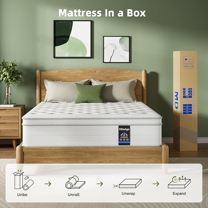 Twin Mattress, 10 Inch Hybrid Matress with Memory Foam & Individual Pocket Springs,Fiberglass Free, Soft and Breathable, Medium Feel