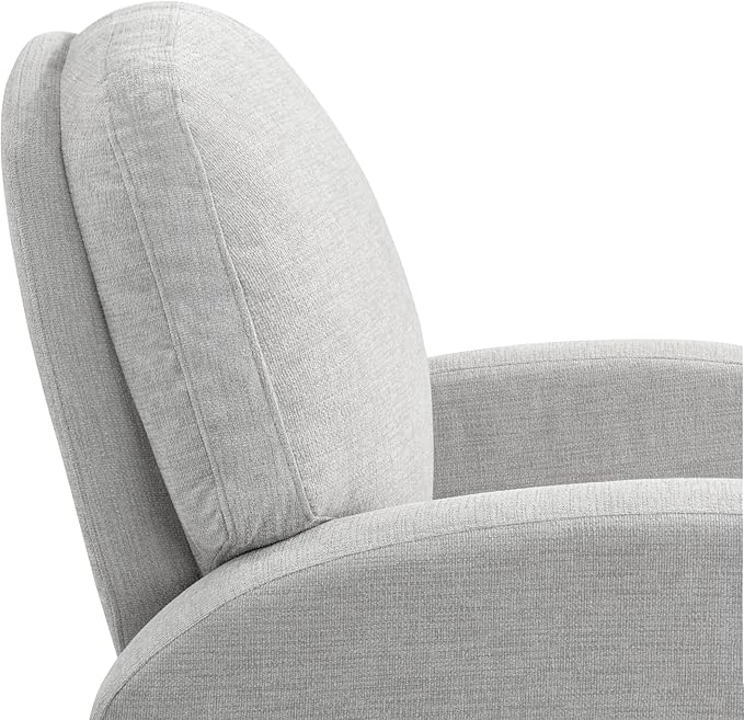 Palmdale 37.4" Swivel Rocker Manual Pull-Handle Recliner, Soft Modern, Pocket Coil Comfort, Black Metal Swivel Base Leg, Soft Chenille Fabric, Light Gray