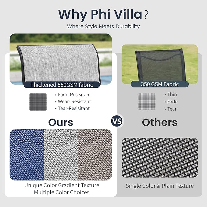 PHI VILLA 7 Piece Outdoor Patio Dining Set with 6 Swivel Dining Chairs & 1 Large Round Dining Table, Gray Textilene Mesh Fabric Chair and 54" Metal Table for All Weather - Image 4