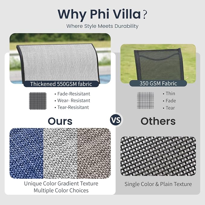PHI VILLA Patio Dining Set for 6, Large Metal Table and 6 Outdoor Swivel Dining Chairs with Textilene Mesh Fabric, All Weather Patio Dining Furniture Set for Deck Lawn Garden (Gray) - Image 4