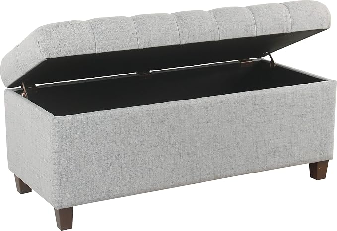 Homepop Home Decor Tufted Ainsley Button Storage Ottoman Bench with Hinged Lid Ottoman Bench with Storage for Living Room & Bedroom, Light Blue 18x40x18 Inches - Image 8