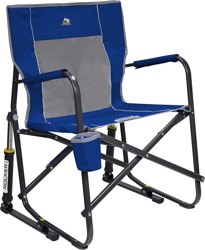 GCI Outdoor Freestyle Rocker Camping Chair | Portable Folding Rocking Chair with Solid, Durable Armrests, Drink Holder & Comfortable Backrest — Royal Blue by GCIOUTDOOR