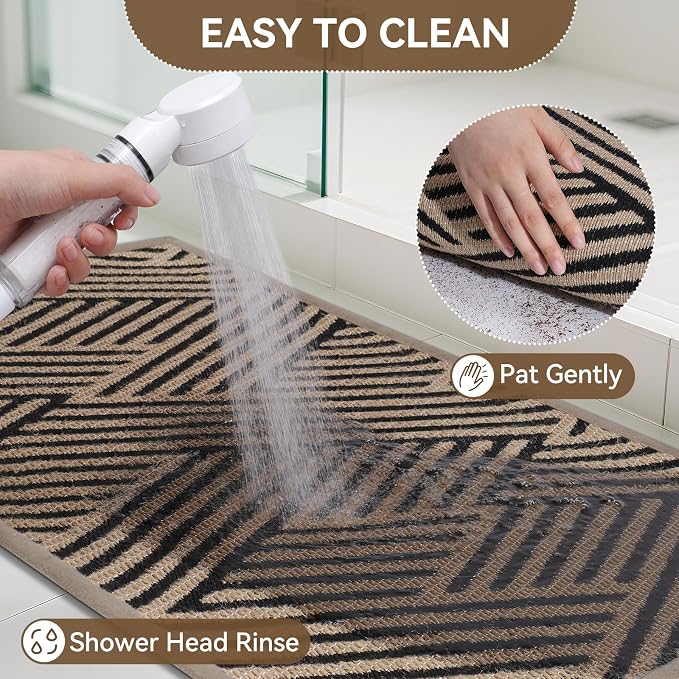 Door Mat Indoor Outside Entrance 31"x47", Low-Profile Non Slip Outdoor Inside Doormat Entryway Mat, Dirt Resistant Absorbent Front Porch Welcome Entry Mats, Washable Easy Clean, Brown - Image 7