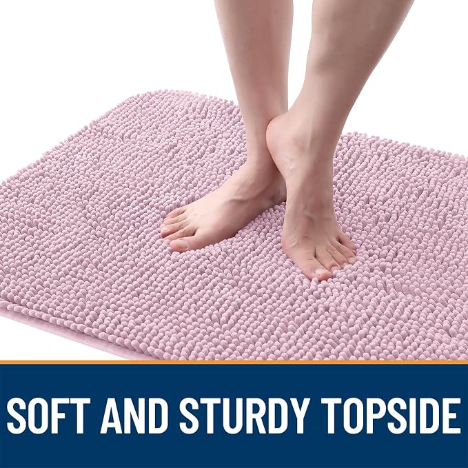 OLANLY Dog Door Mat for Muddy Paws 40x32, Absorbs Moisture and Dirt, Absorbent Non-Slip Washable Doormat, Quick Dry Chenille Mud Mat for Dogs, Entry Indoor Entryway Carpet for Inside Floor, Dusty Rose - Image 4