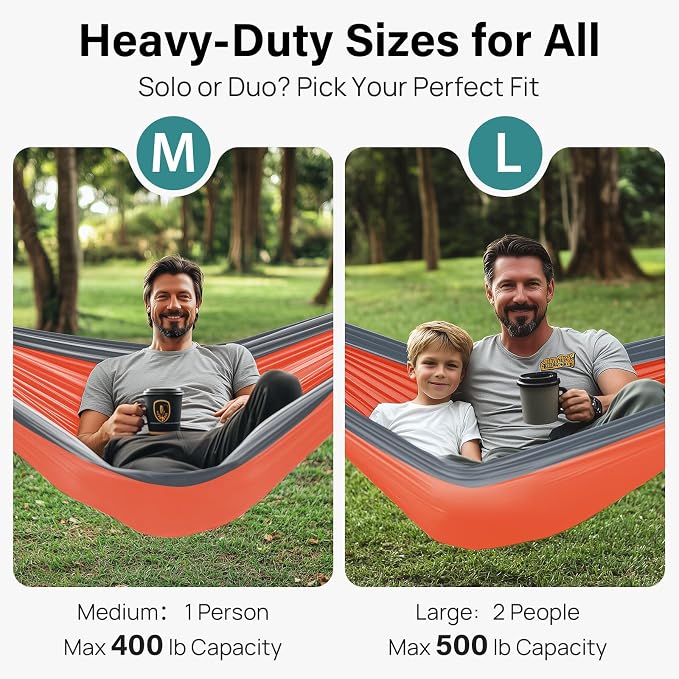 Kootek Camping Hammock, Portable Hammocks with Tree Straps & Attached Carry Bag, Camping Essentials Gear, Perfect for Outside Indoor Hiking Beach Backpack Travel - Image 2