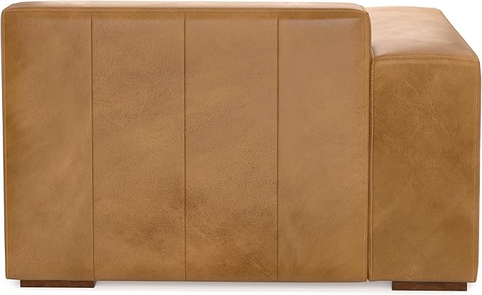 SIMPLIHOME Rex Left-Arm Sofa Module in Full-Grain Genuine Leather, Sienna, 44-inches Wide, Handcrafted Modern-Style Left-Arm Accent Chair for Living Room and Family Room