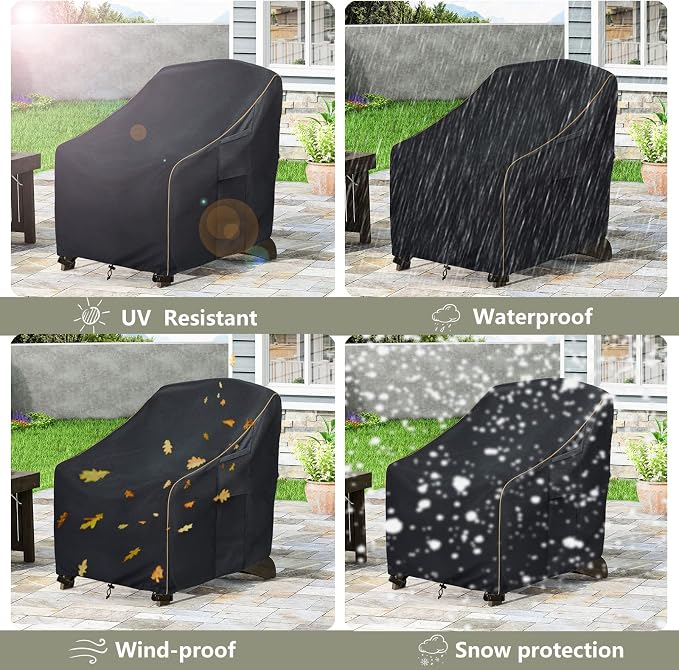 Adirondack Chair Covers 2 Pack,Waterproof Heavy Duty Outdoor Chair Covers,Adirondack Patio Chair Covers for Outdoor Furniture,(33W x 35 D x 36 H inches),Black - Image 9