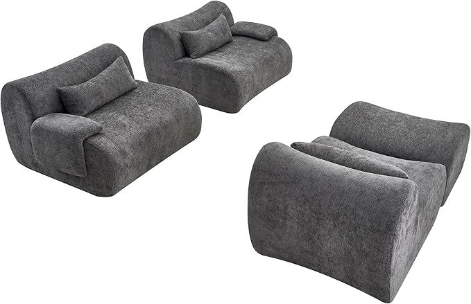 117" L-Shaped Compressed Sectional Cloud Sofa, Chenille Upholstered Modular Tufted Sofa with 4 Pieces, Modern Floor Boneless Foam Modular Cloud Couches for Living Room