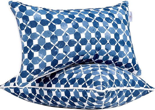 JMGBird Outdoor Throw Pillows Set of 2-12x20 Inch Water-Repellent Decorative Cushions for Patio Furniture, Garden Couch, Outdoor Living Spaces (Blue)