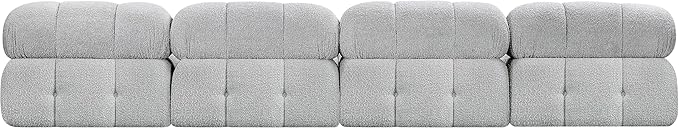 Meridian Furniture 611Grey-S136B Ames Collection Modern | Contemporary Modular Sofa with Rich Grey Boucle Fabric, Modular to Create Infinite Configurations, 136" W x 34" D x 28" H, Grey