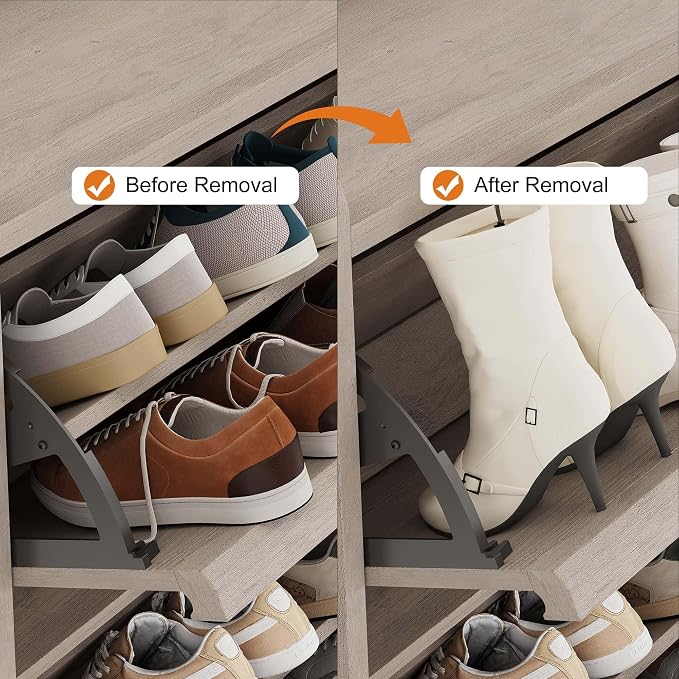 GarveeHome Shoe Cabinet with 6 Flip Drawers, Wooden Shoe Organizer Cabinet with Adjustable Shelf, Shoe Storage for Entryway, Hidden Shoe Cabinet for Hallway, Living Room, Grey - Image 4