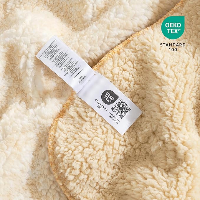 Cozy Bliss Sherpa Throw Blanket for Couch, Cozy Fleece Thick Warm Blanket for Winter, Reversible Soft Fuzzy Plush Throw Gifts for Women and Men, Room Decor (Mottled Beige, 50" x 60")