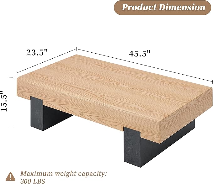 Modern Wood Coffee Table with Storage Farmhouse Coffee Tables for Living Room Rustic Wooden Center Table Natural Wood