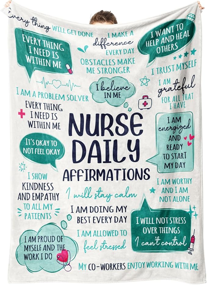 Craftique Nurse Gifts for Women Men, Nurses Week/Day/Appreciation Gifts- Soft Nurse Blanket with Daily Affirmations- LPN RN Gifts for Nurses, Nursing School Graduate Birthday Gifts