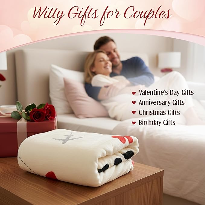 WRAPIX Anniversary Couple Gifts for Men Women - I Love You More Soft Fleece Throw Blanket 60x80 in - Mothers Day Birthday Wedding Gifts for Wife Her Girlfriend, Romantic Gift for Him Boyfriend Husband